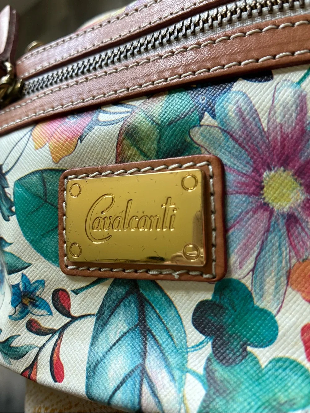 Cavalcanti Floral Leather Clutch Bag Cottagecore Boho Multicolor Made in Italy